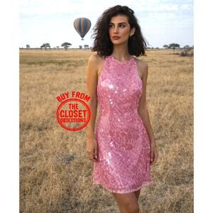 ZARA Pink Sequin Open Back Halter Mini Dress NWT | Blogger Favorite